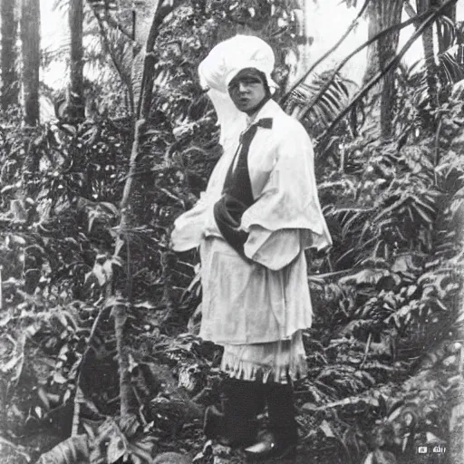 Image similar to a ponzi emiliano of reimu in the jungle wearing bonnet