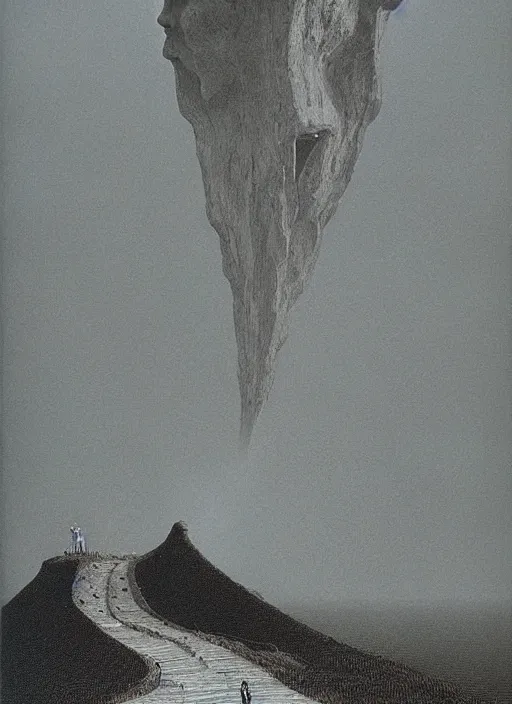 Image similar to mountain by beksinski and salvadore dali