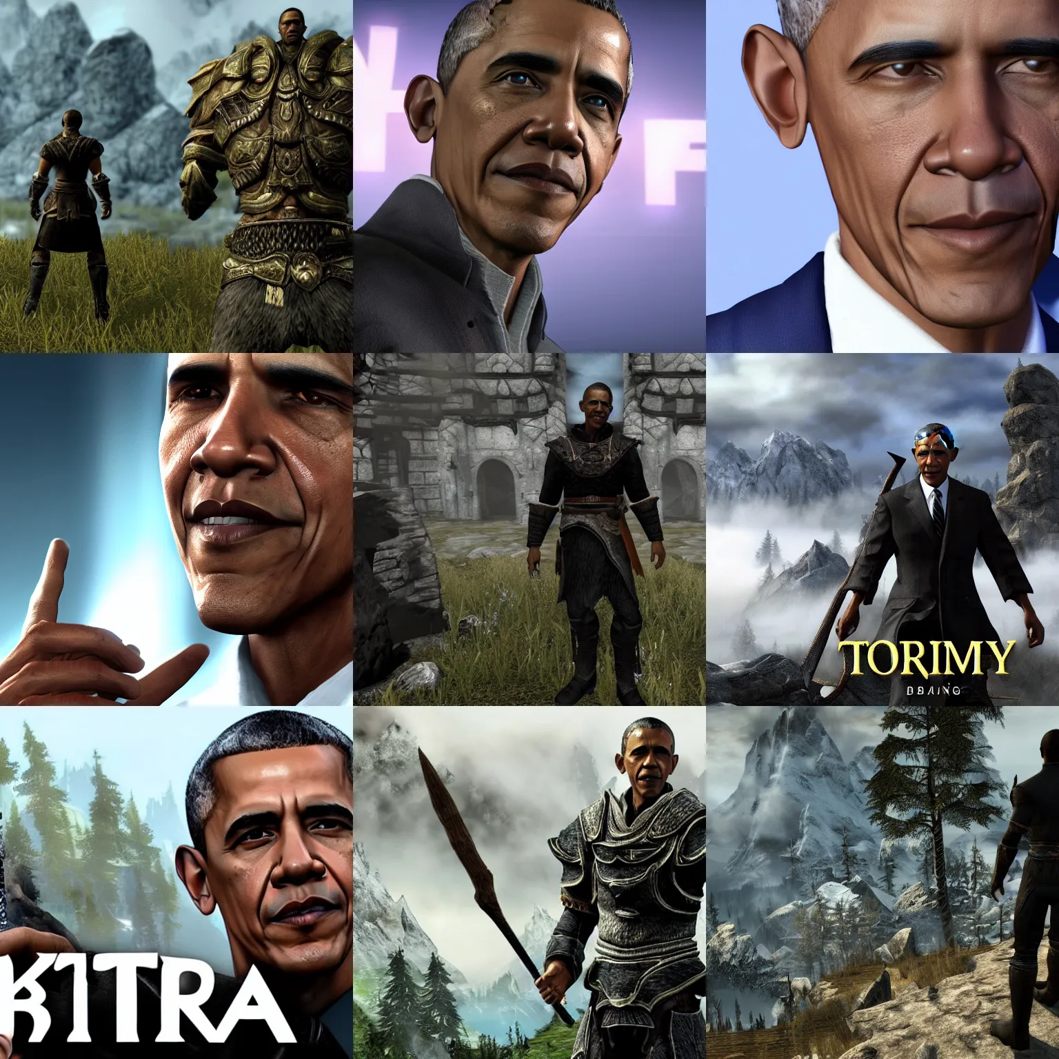 Prompt: barack obama in skyrim, gaming, detailed, 4k