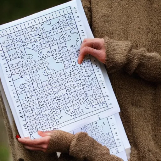 a duck doing a crossword puzzle in the style of a new Stable