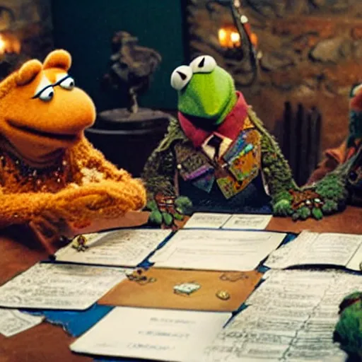 Prompt: the muppets playing dungeons and dragons