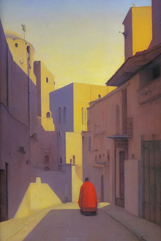 Image similar to eerie street in Israel, victor Nizovtsev, edward hopper, giorgio di chirico