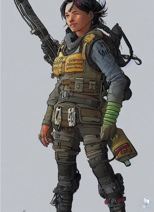 Prompt: apex legends ash. concept art by james gurney and mœbius.