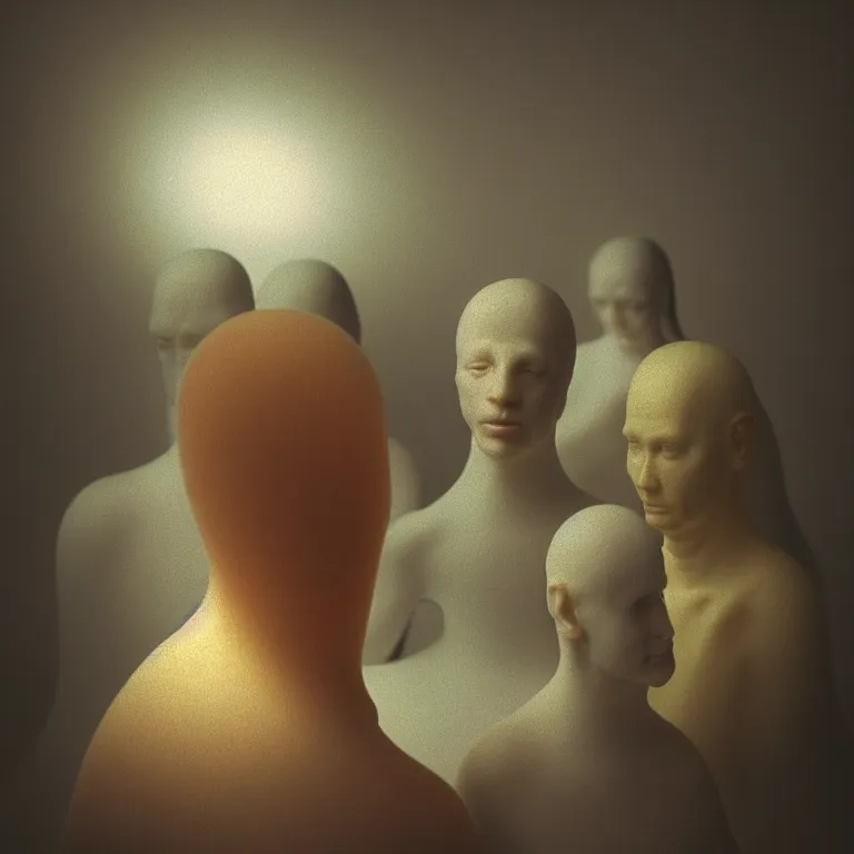 Prompt: surreal portrait of soft glowing plastic men by hieronymus bosch, soft grainy bloom lucid dream - like atmosphere, harsh flash photo, baroque portrait painting, perfect composition, detailed octane render trending on artstation, 8 k artistic photography, volumetric cinematic perfect light, chiaroscuro, masterpiece, raphael, caravaggio, beksinski, rutkowski, beeple