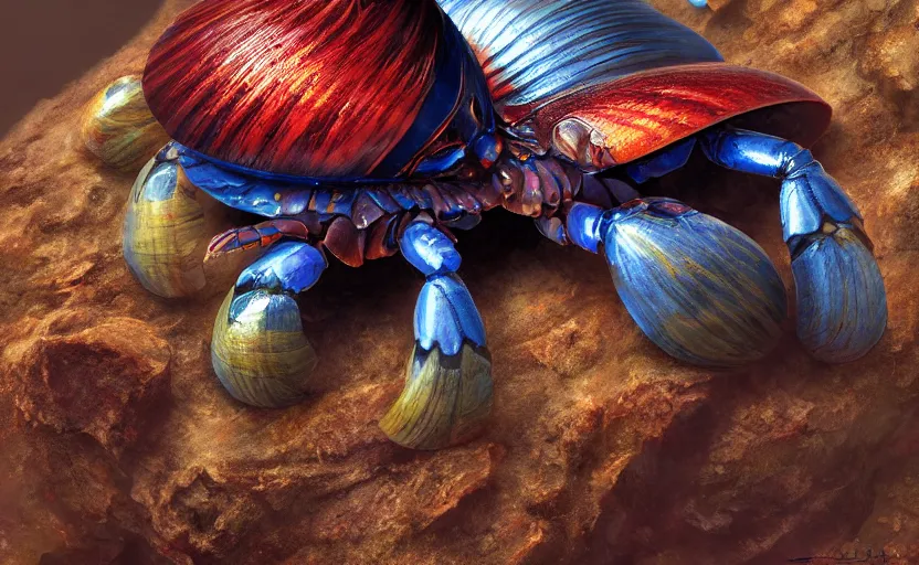 Prompt: a hermit crab superhero made by jim burns, digital art, very coherent symmetrical artwork, cinematic, hyper realism, high detail, 8 k, vibrant colors, high contrast