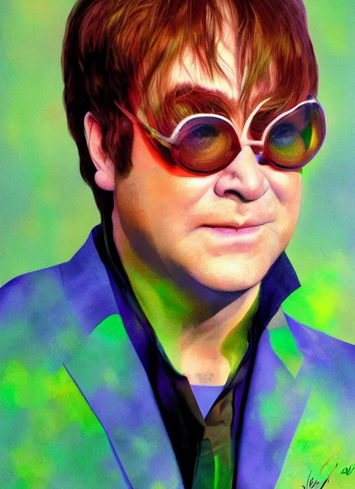 Prompt: Elton John Lennon, artstation, ultradetailed, digital Painting, by James gurney and Pipilotti Rist