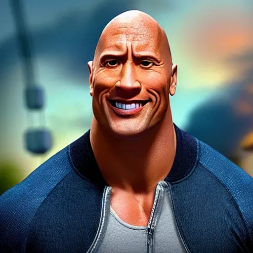 Prompt: dwayne johnson as pixar characters