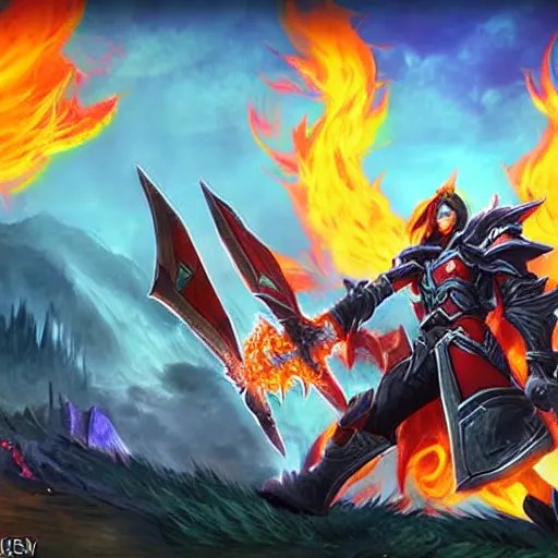 Image similar to fiery sky, league of legend style