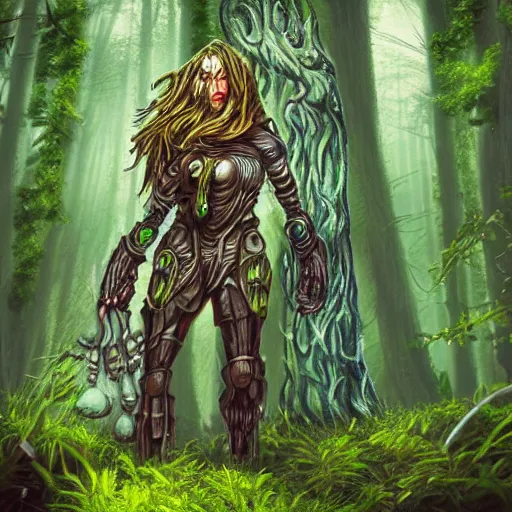 Image similar to druid cyborg in forest