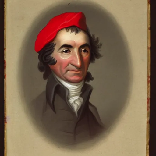 Prompt: portrait of Thomas Paine wearing a red liberty cap