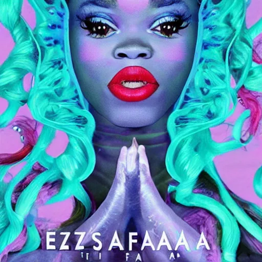 Image similar to azealia banks fantasea ii : the second wave album cover, seapunk 2. 0, yemaya, madre agua, rapunzel mermaid hair