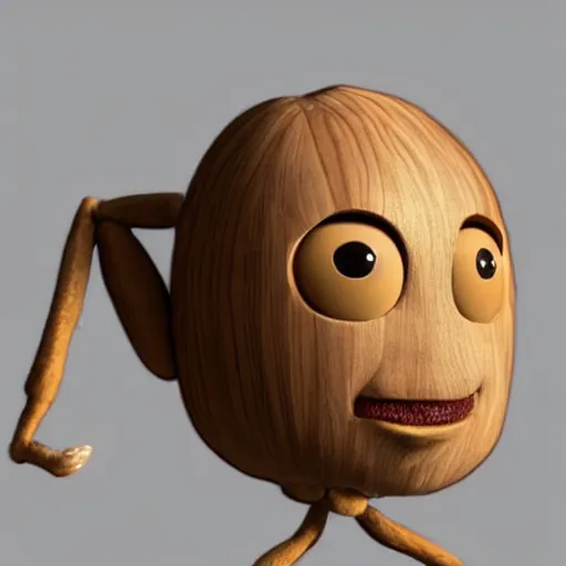 Image similar to humanoid almond that has a face, it is talking and is humanoid, the almond talks with its mouth