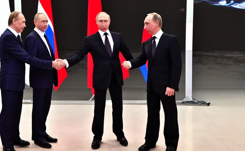 Prompt: vladimir putin shaking hands with billy herrington, 1 0 8 0 p, press photos