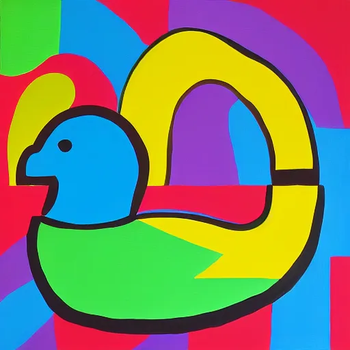 Image similar to rubber duck painting in the style of frank stella