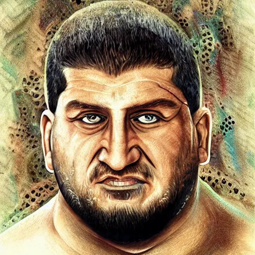 Prompt: bodyhorror portrait of ramzan kadyrov who became an ugly degraded lovecraftian monstrosity, photo - realistic, color image, 2 k, highly detailed