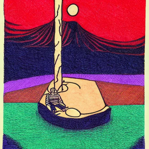 Image similar to radiohead album cover outsider art style ballpoint pen