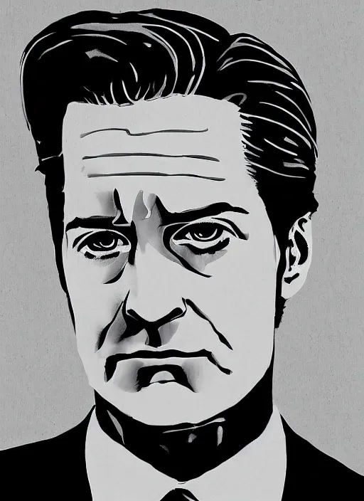 Prompt: portrait of kyle maclachlan as dale cooper by brian stauffer