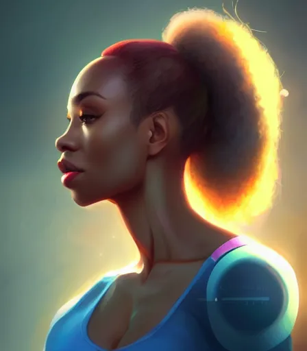 Prompt: beautiful portrait of a gorgeous personal trainer who looks like Humba Wumba , character design by charlie bowater, ross tran, artgerm, and makoto shinkai, detailed, soft lighting, rendered in octane