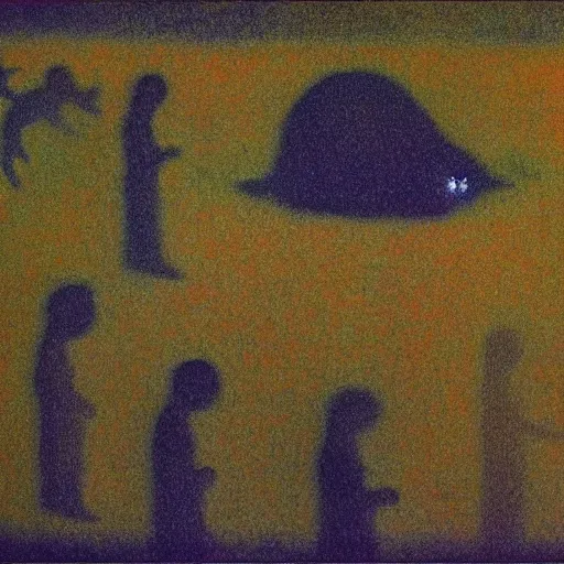 Image similar to film still of Alien painting by Georges Seurat