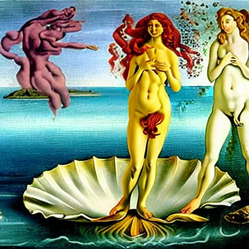 Prompt: The birth of Venus, painted by Salvador Dali