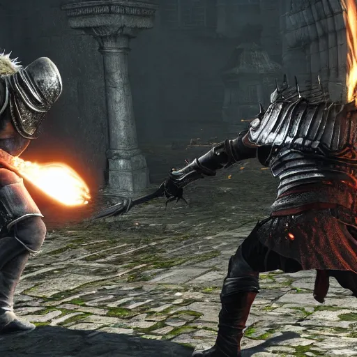 Prompt: gameplay screenshot of Dark Souls 4