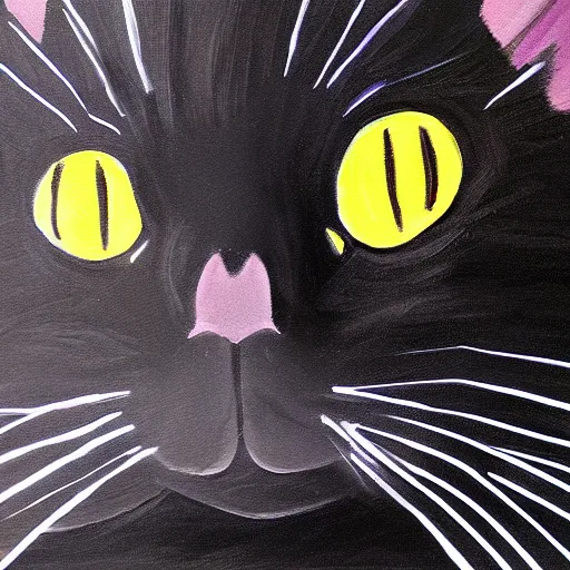 Image similar to very fat black cat hyperdetail painting