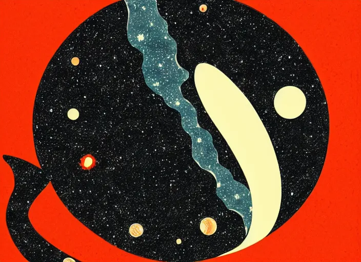 Image similar to a minimalistic ukiyo - e galaxy, artstation, 4 k