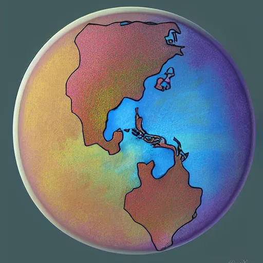 Image similar to earth in the shape of an atom, digital art, art station, illustration