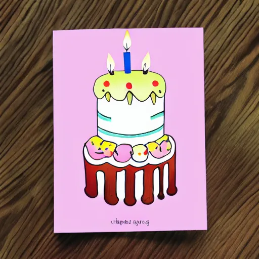 Image similar to birthday card, birthday cake with candles, cute illustration by basia tran