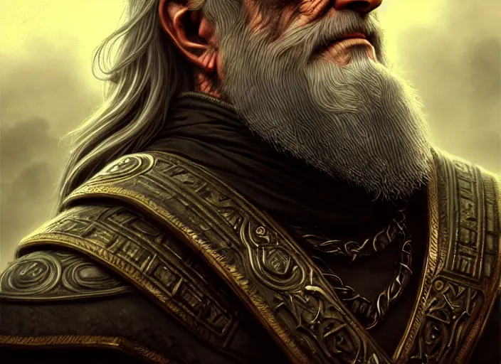 Image similar to odin, the allfather, illustration, high quality, details, intricate, atmosphere, highly detailed, matte painting, cinematic, digital painting, deviantart, realistic, photorealistic, concept art