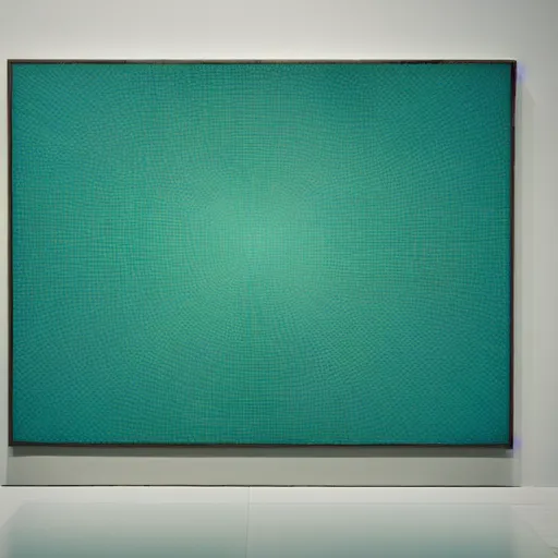 Prompt: james turrel exhibit blue green rectangle