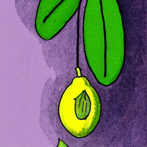 Image similar to a screaming lemon with a green leaf on top, cartoon