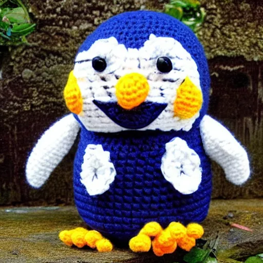 Image similar to crocheted penguin doll,