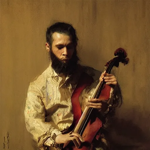 Image similar to the musician by ruan jia, portrait
