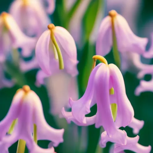 Prompt: Closeup macro photo of lily of the valley, 35mm, octane, sunrise, backlit