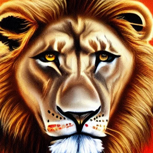 Image similar to lion made out of fire, detailed, realistic,