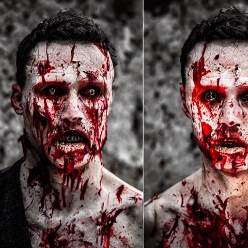 Prompt: a man, gruesome, gory, 8K highly-detailed photography