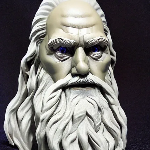 Image similar to gandalf sculpted in the style of george tsougkouzidis, clay, sculpture, portrait lighting