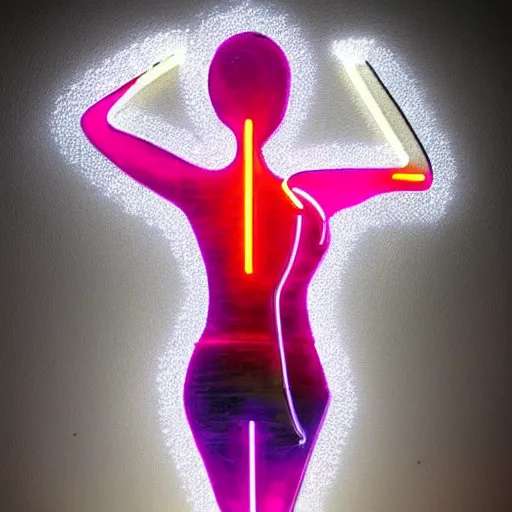 Prompt: 3 d neon art of a womens body, highly detailed