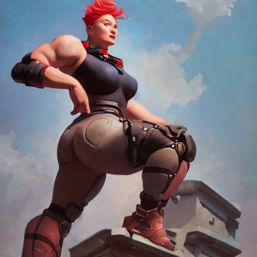 Prompt: socialist realism propaganda poster painting of zarya from overwatch, socialist realism, highly detailed, intricate, digital painting, artstation, sharp focus, illustration, art by jakub rozalski, artgerm, tan zi and ayanamikodon and alphonse mucha and wlop