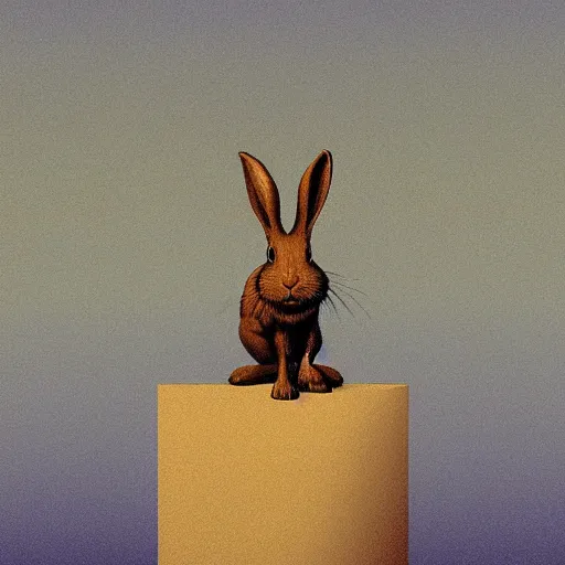 Prompt: a rabbit in the style of Zdzisław Beksiński
