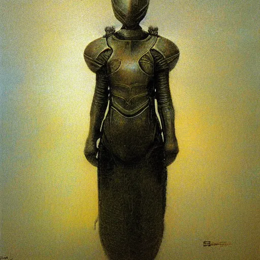 Prompt: portrait of knight girl by Beksinski