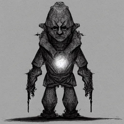 Image similar to Golem with a 12 side polyhedron head. Dark Fantasy, concept art, Bloodborne style