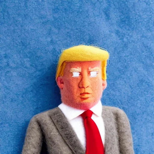 Prompt: Donald Trump puppet photograph felt high quality