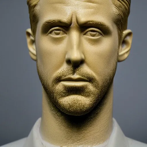 Prompt: ryan gosling marble bust