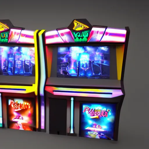 Image similar to polybius arcade cabinet, octane render, RTX, hyper realistic, Cinematic