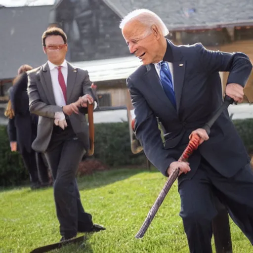 Image similar to joe biden wielding a katana