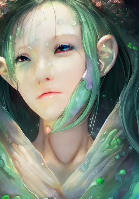 Image similar to beautiful portrait of a slime woman's face by aramaki shinji, amano yoshitaka, lilia alvarado, 8 k, hd, anime art