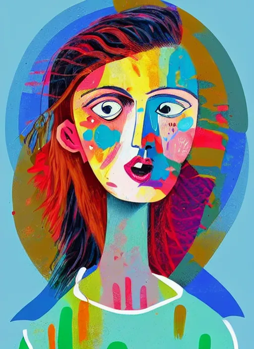 Prompt: expressive and colorful figurative illustration by artist hurca di mirko grisendi, behance