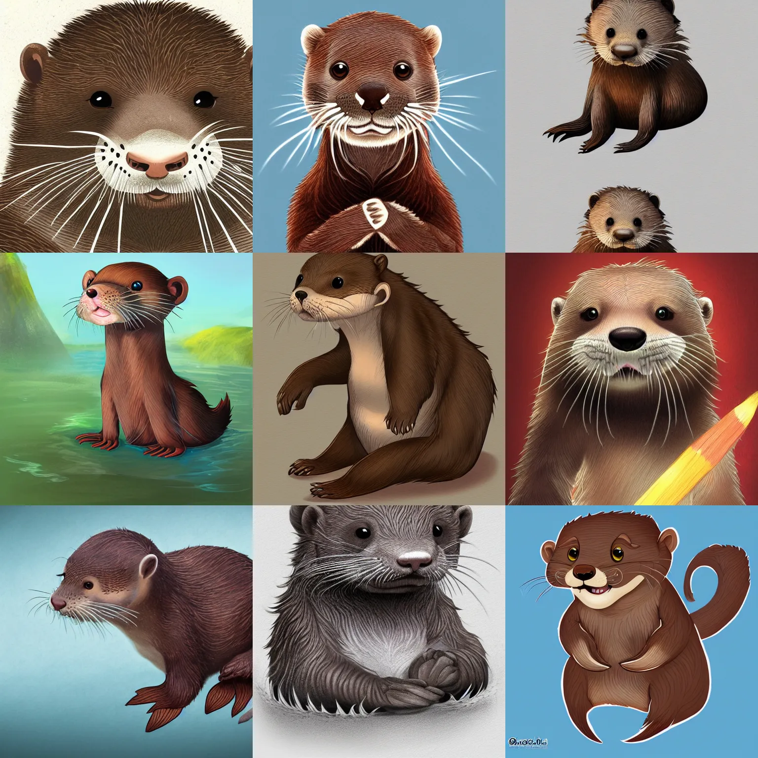 Prompt: cute otter, naranbaatar ganbold, concept art, digital, highly detailed, eddotorial illustratio